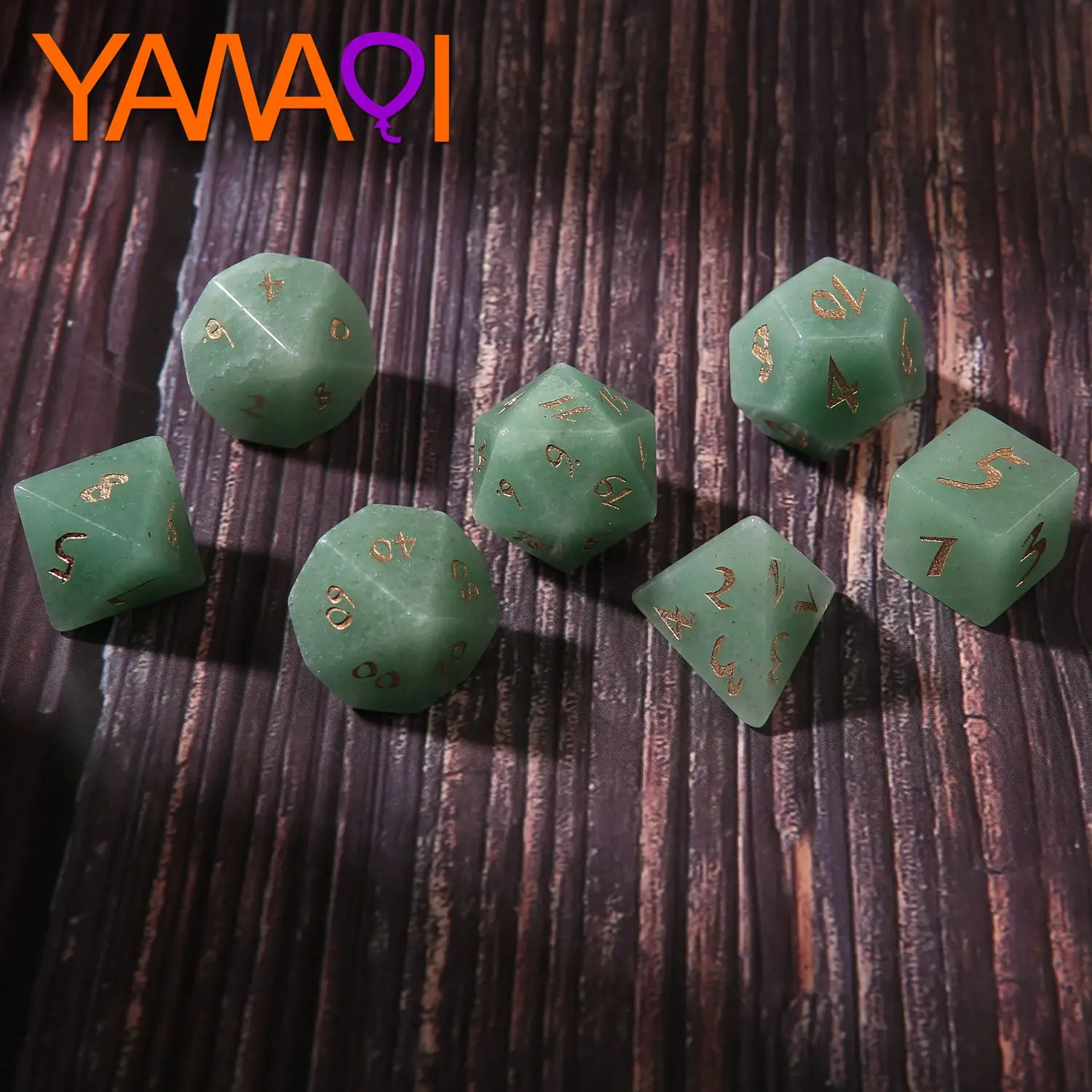 
Game dice sets dnd polyhedral custom stone dice rpg Green Aventurine D4 D6 D8 D10 D00 D12 D20 7pcs sets Z06 
