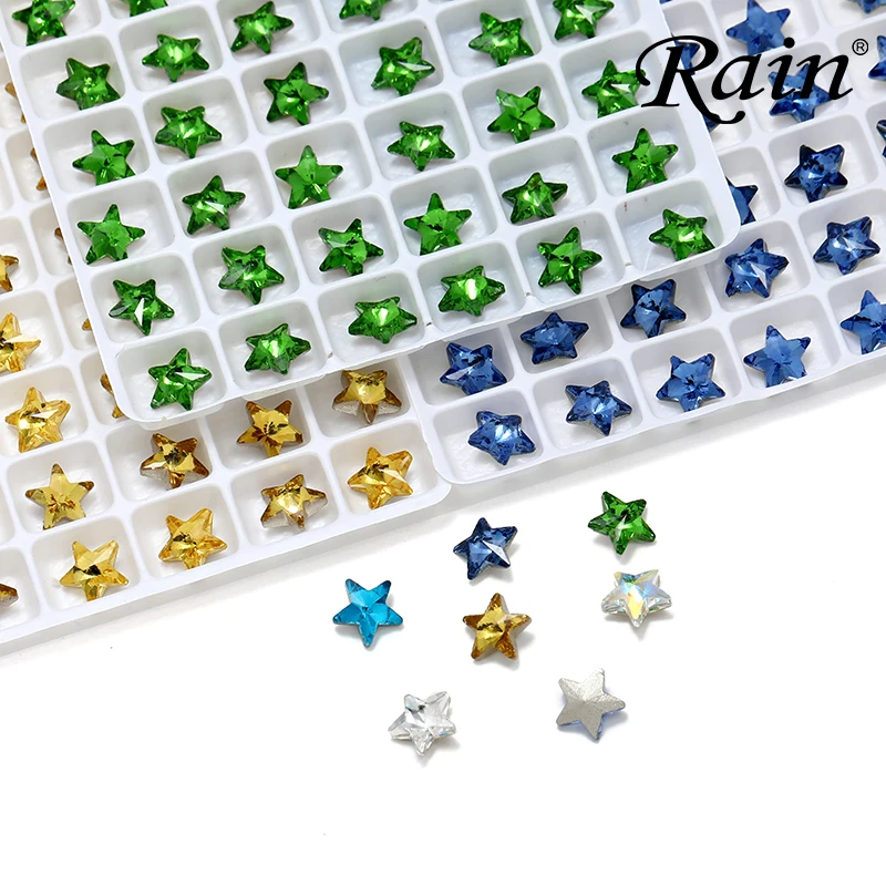 
Rain Star Shape Fancy Stone Big Pointback Bulk Glass Rhinestone For Necklace Garments Hair Clips Bag Accessories 