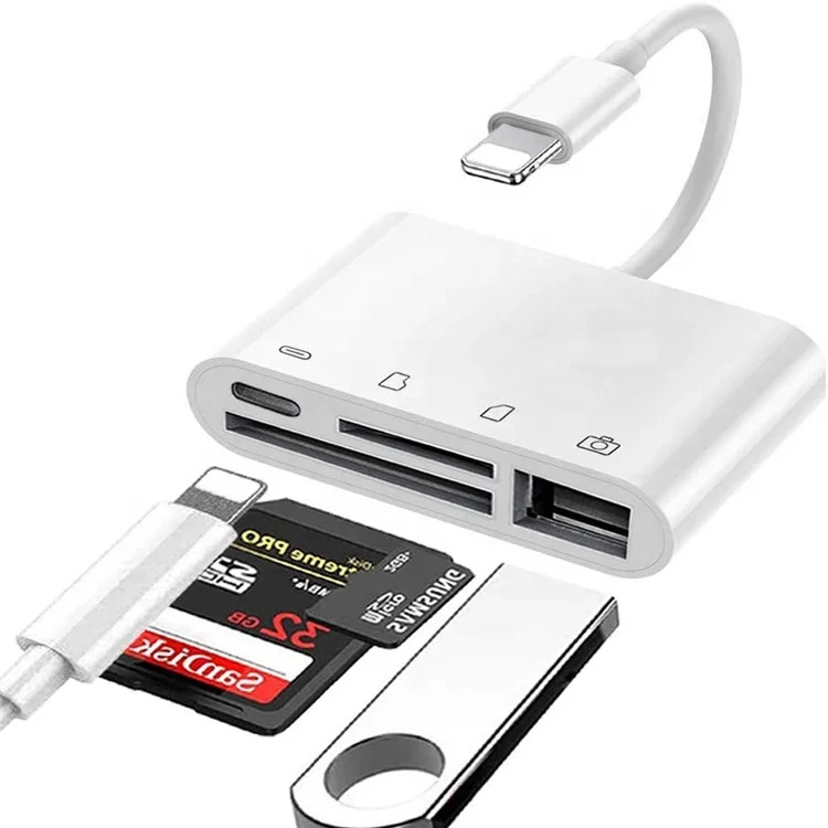 Устройство для чтения SD-карт Micro SD/SD-карт, адаптер 4 в 1, устройство для чтения карт с камерой Trail Game, 3,0 USB OTG кабель, совместимый с iPhone/iPad