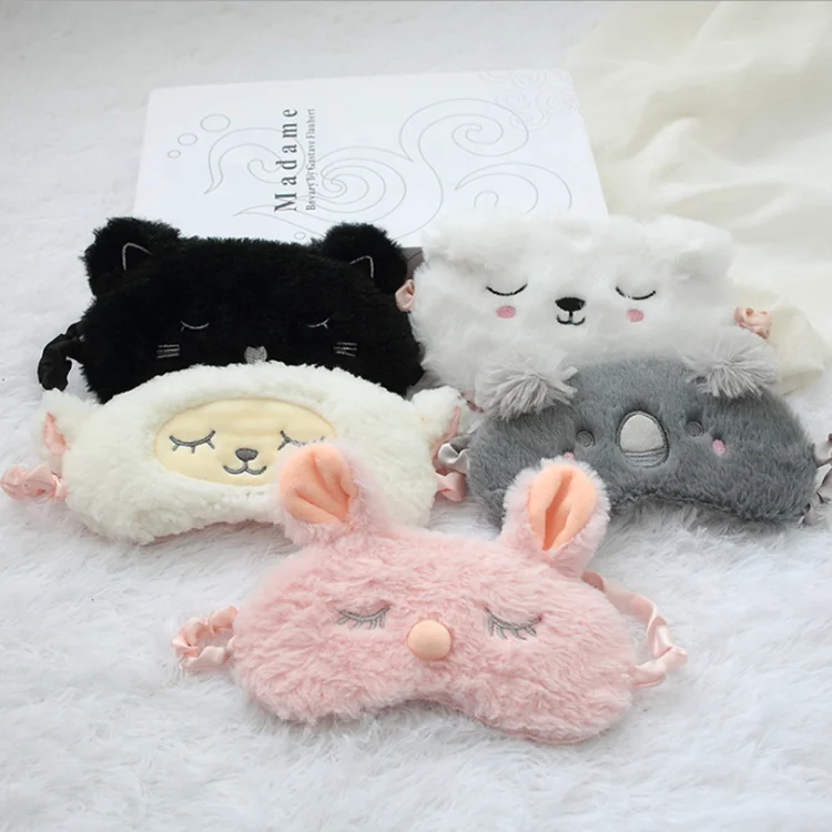 Super comfortable fabric plush eye mask for sleeping bear bunny stuffed animal eyeshade cute plush patch toy