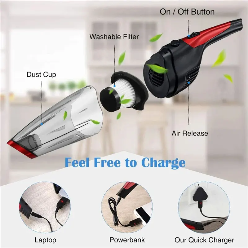 Car Mounted Vacuum Cleaners Cordless Handheld Wireless - Portable High Power Hand Held Aspirateur Voiture For Car Cleaning Wash