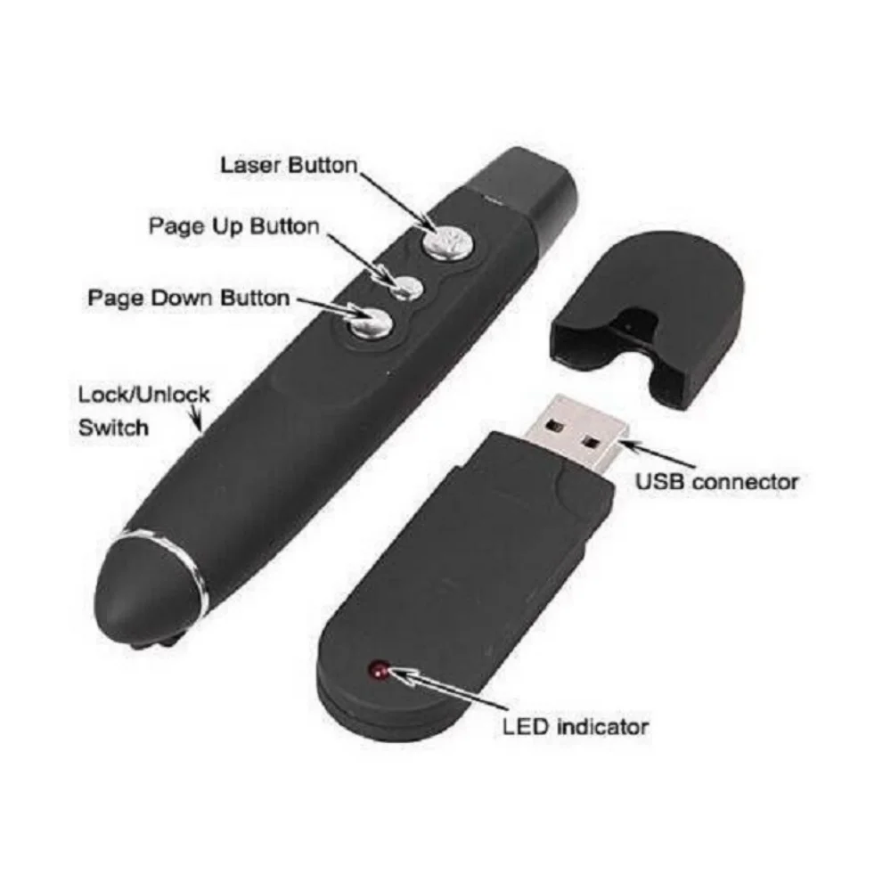 2.4Ghz Mini Wireless PPT Page Turning Pen Remote Control with USB Receiver for Linux Mac