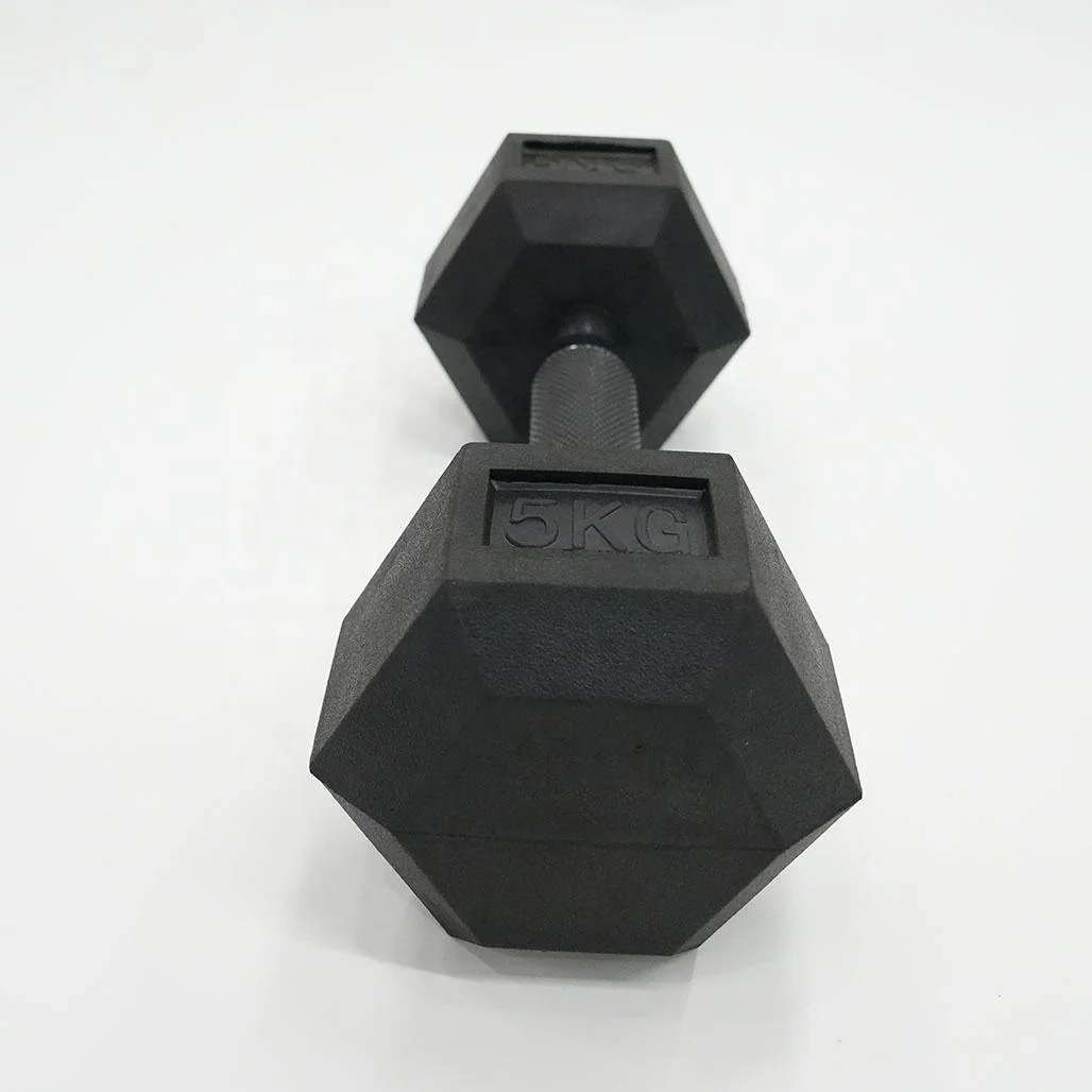 1kg-50kg HEX Rubber Dumbbell With Rubber Handle, Hand Weight With Anti-Slip For Strength Training