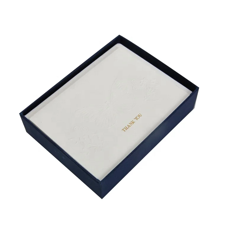Embossed Butterfly Gold Foil Boxed Cards, China Suppliers Made Thank You Greeting Cards