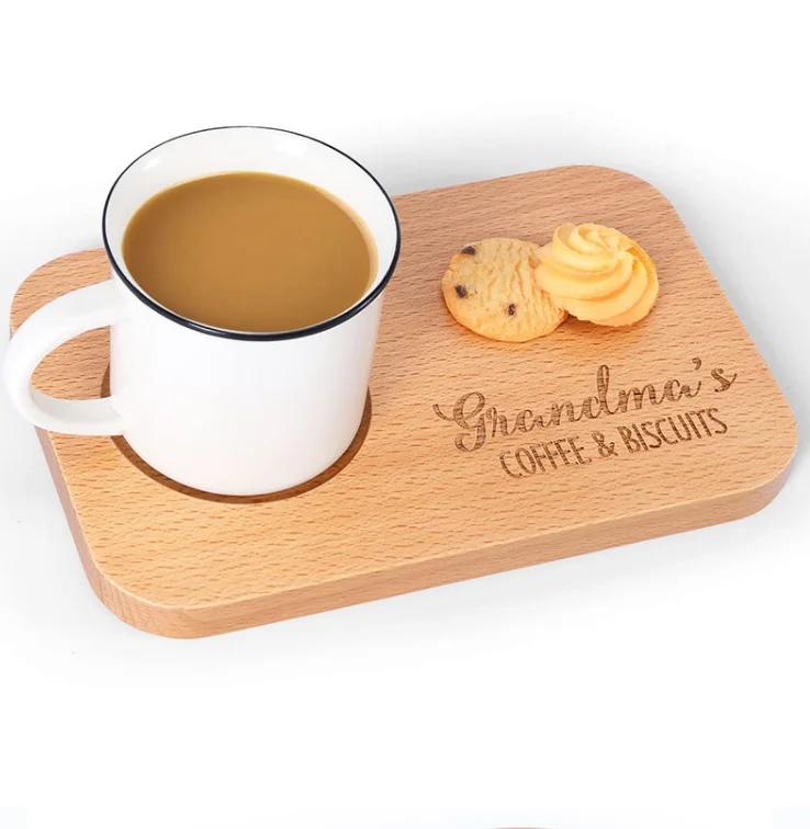 Solid Wood Square Round Plates Serving Tray for Coffee Cookie Cake Dishes Wooden Kitchen Tableware Plate