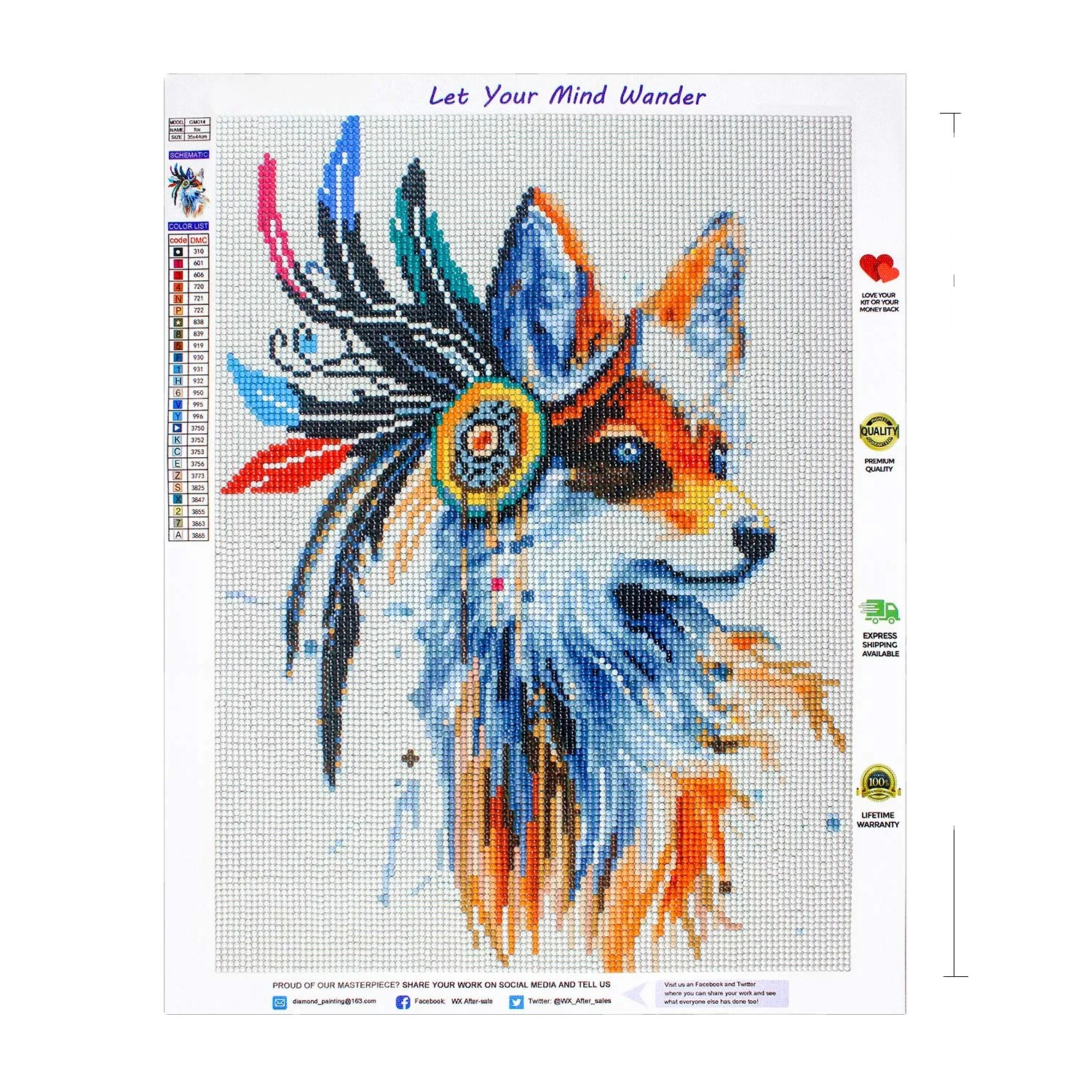 
Full Diamond Painting Fox Cross Stitch 5D Colorful Animals Diamond Embroidery Sea Rhinestones Art Bead Picture Kits Home Decor 