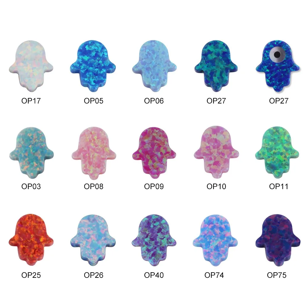 2023 Popular Mix Colors Opal Brass Link Chain Gold Silver Color Jewelry Hamsa Hand Pendant Necklace