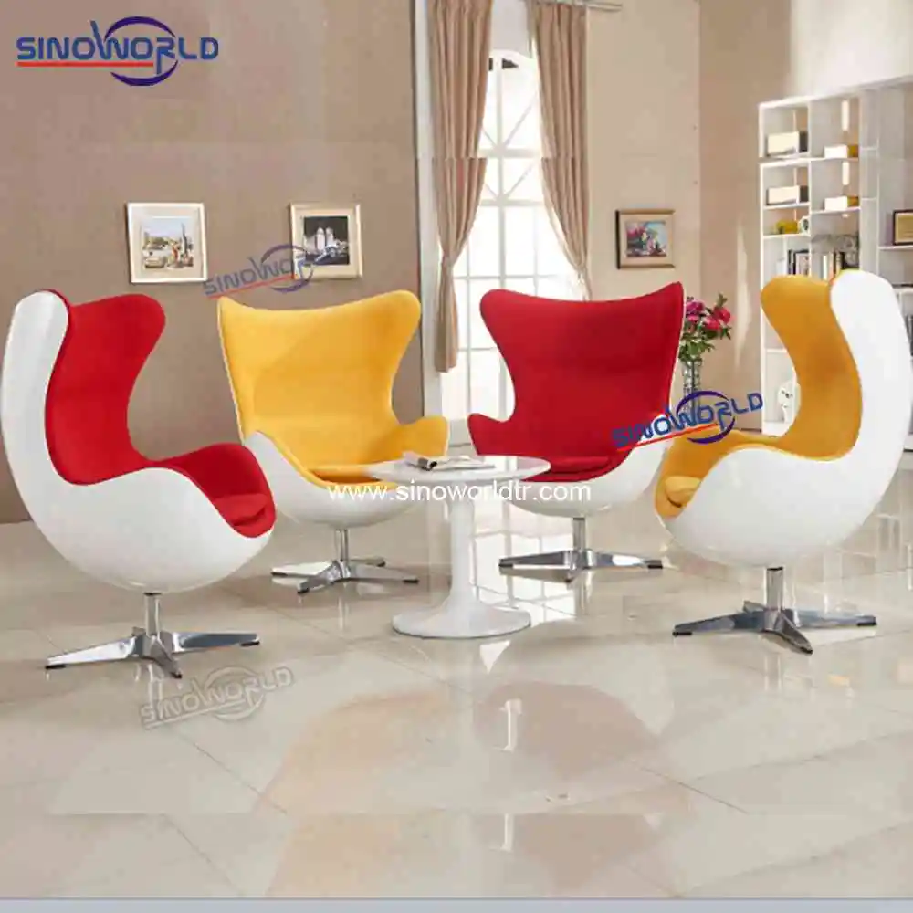 
Foshan Furniture Aviator Armchair living room furniture Patchwork fabric Egg Swivel Accent Chair 