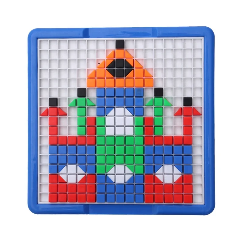 New good quality for children intelligence colorful cube block plastic pegboard jigsaw puzzle toy