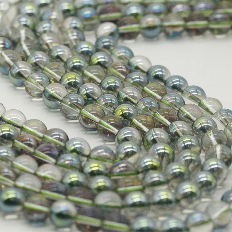 2024 hot sale Electroplated glass beads blue yellow green lampwork glass beads trendy jewelry crackle glass beads