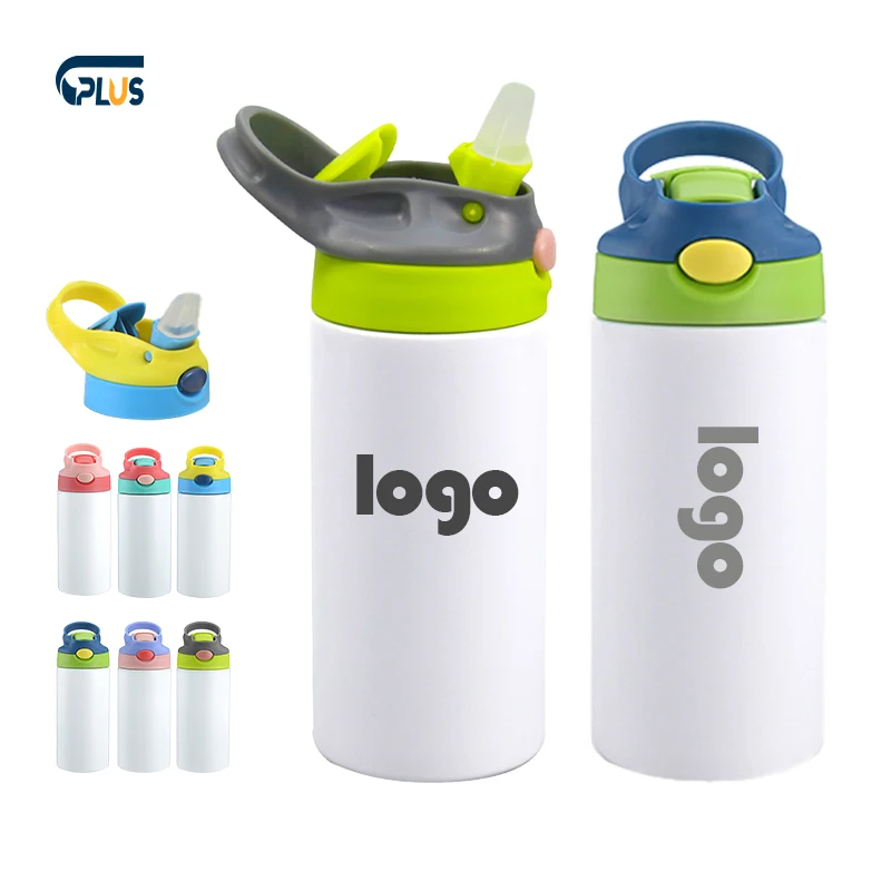 Hot Sale Sublimation Blank 12oz Stainless Steel Insulated Kids Tumblers Straight Thermos Straw Water Bottles for Children