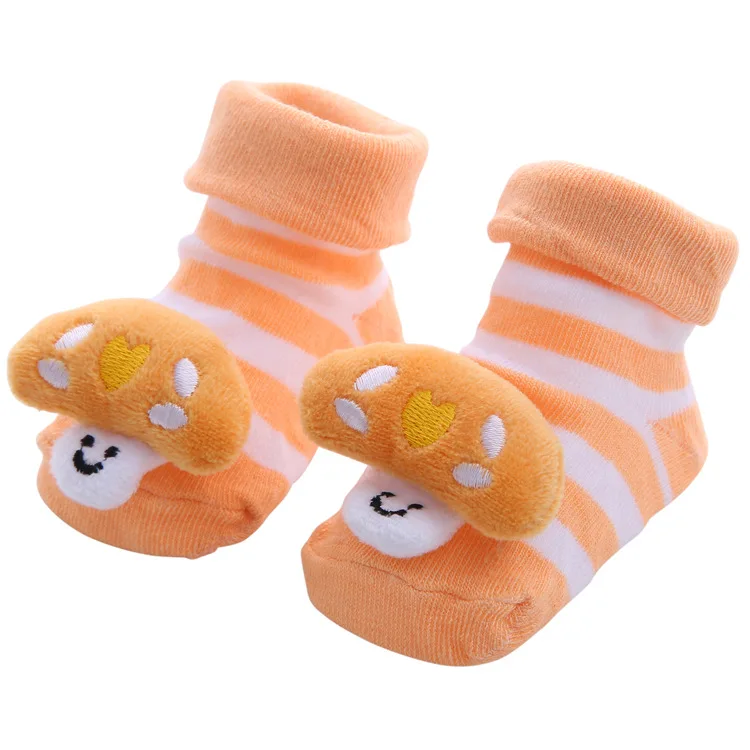 Whole Cotton fabric Striped print infant indoor boy girl sock shoes booties crib baby socks