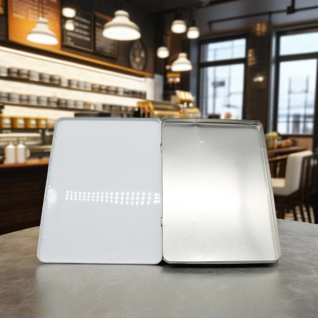Hot Selling Custom Logo Two-Piece Rectangle Metal Tin Can with Hinge Lid Premium Quality Snack and Sugar Storage Box
