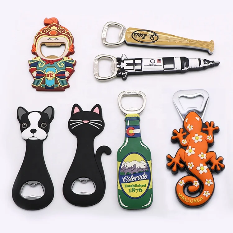 Personalized Custom Creative Souvenir Gifts Fridge Magnet Bottle Opener Rubber PVC Cartoon Beer Magnetic Bottle Opener