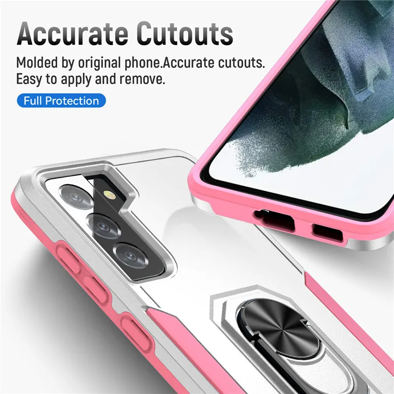 Hybrid Shockproof Phone Case for Samsung Galaxy S20 Plus A50 A30 A51 A71 A12 A32 A52 A72 Note 20 Ultra Armor Ring Holder Cover H