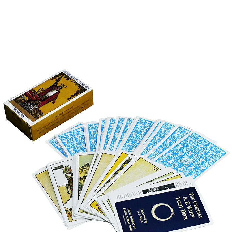 Custom Printing High Quality Affirmation Tarot Deck Gold Foil PVC Tarot Card with Logo and Guidebook for Game Player