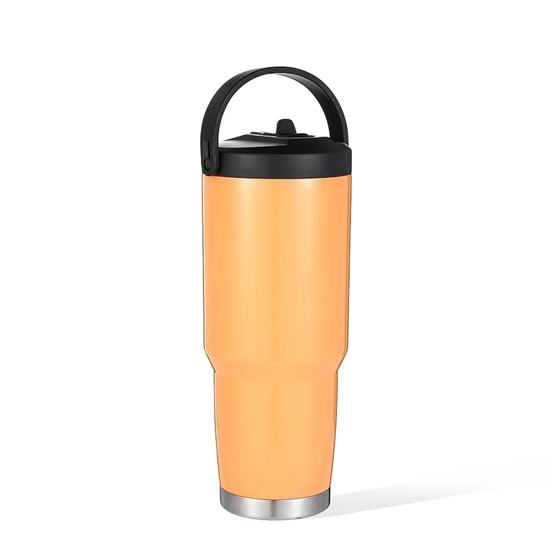 High Quality Flip Straw Leak Proof Double Vacuum Insulated Stainless Steel Tumbler with Handle