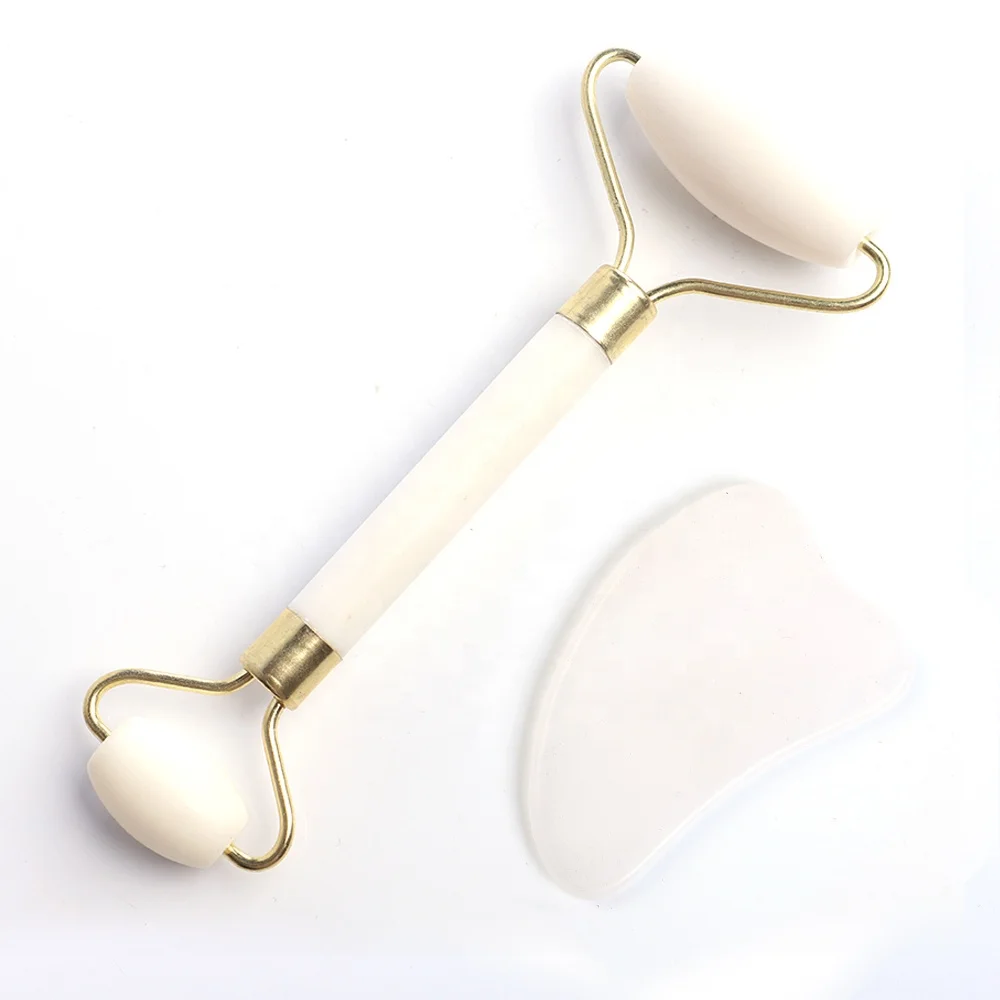 
Heat Treatment Exercises High Quality Anti Aging White Jade Face Roller Massager 