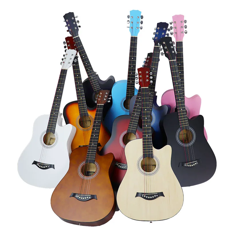 
38 inch folk guitar full basswood plywood beginners teach themselves factory wholesale guitar instruments  (62412303018)