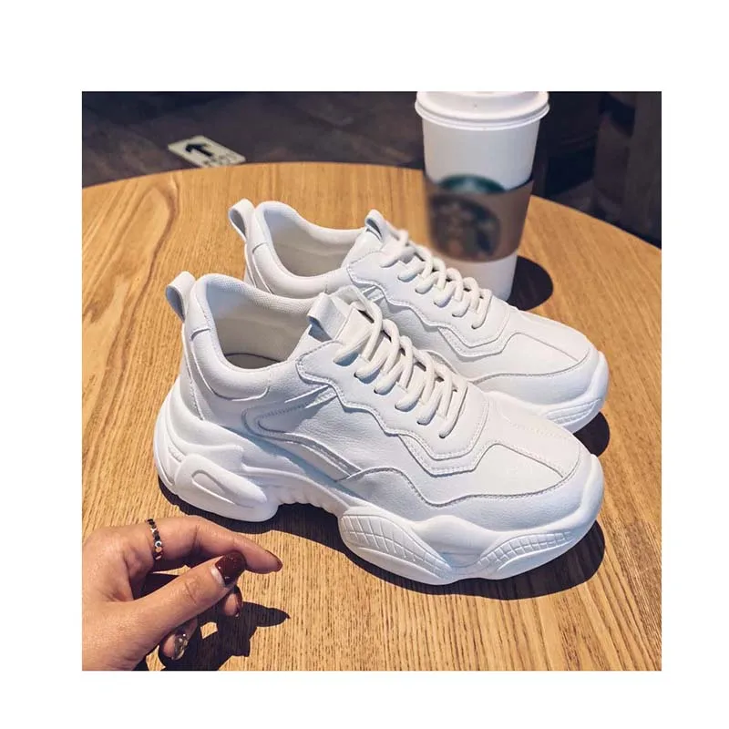 Женские сетчатые кроссовки на массивном каблуке 5 см, удобные дышащие кроссовки на платформе, повседневная женская обувь, новинка 2019