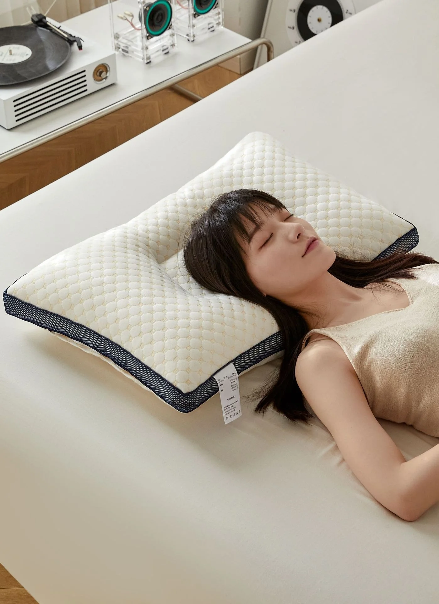 JYM Hot sale super soft neck pillow knitted cotton fabric filled down pillow helps deep sleep