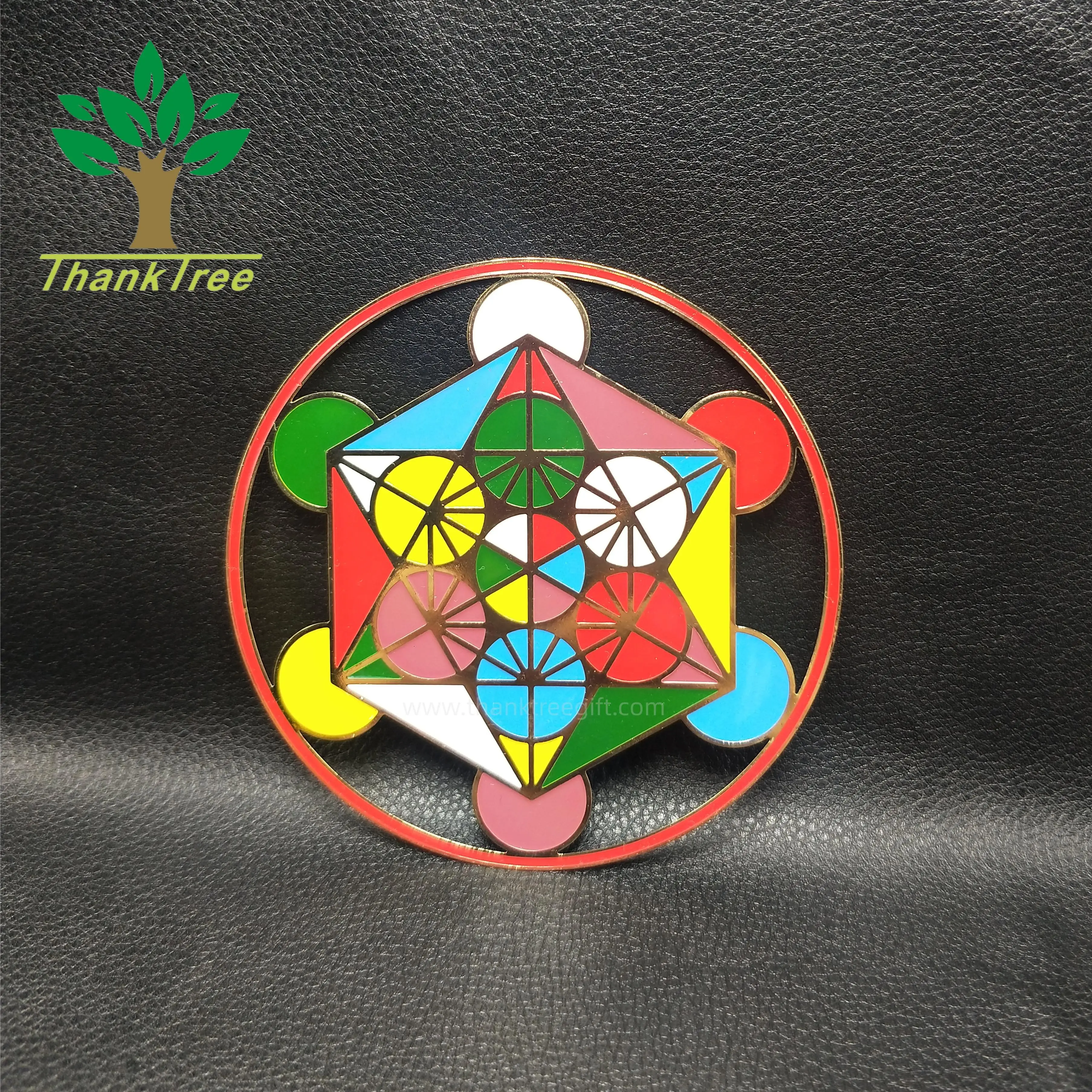 luxury colorful printing religious metal crafts Ganesh icon gold plated labels in different sizes