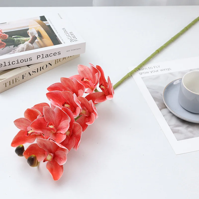 Artificial Flower Ten Heads Huilan Artificial Flower Home Living Room Floor Display Wedding  Hall Background Decoration Orchid