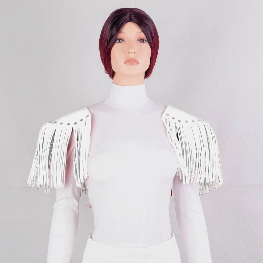 Women Punk Body Harness Leather Shoulder Gothic Tassel Mesh 2 PCS Rave Party Night Costume Party Dance Festival Accessory