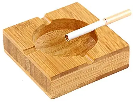 Home Custom Bamboo Wooden Cigarette Ashtray for Indoor and Outdoor