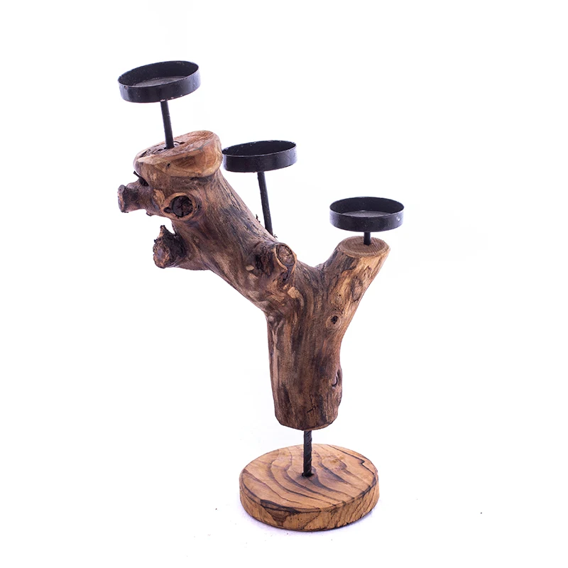 
Wooden Metal Candle Stick Holder 
