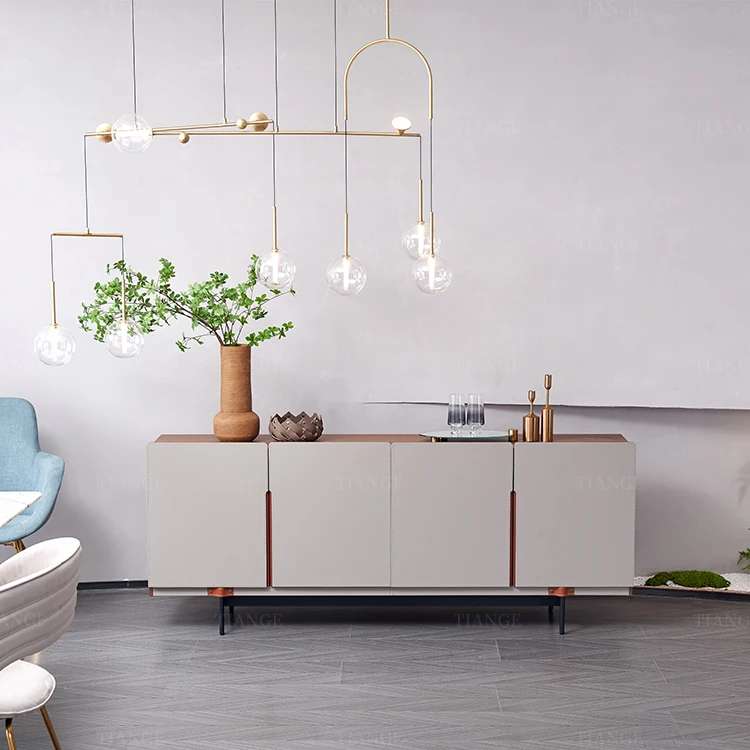 Luxury Contemporary Modern Living Room Furniture Saddle Leather Storage Sideboard Cabinets