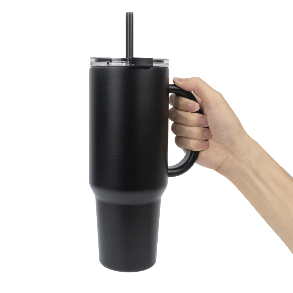 customized 40 oz  Leak-proof Vacuum triple layer bottom 304 Stainless Steel mug Tumbler with Handle Cup holder Friendly