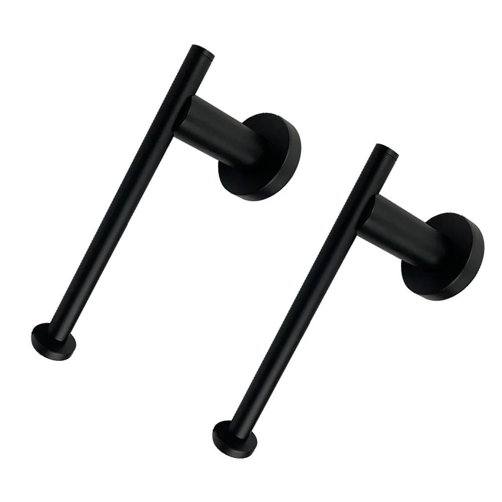 Fyeer Towel Bar Tissue Holder Robe Hook Black and Gold Bathroom Accessory Set Black Brass Hot Cold Bath Taps Bathroom Shower Set