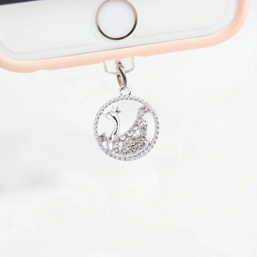 Mobile phone dust plug circular swan fashionable and beautiful accessories alloy pendant jewelry