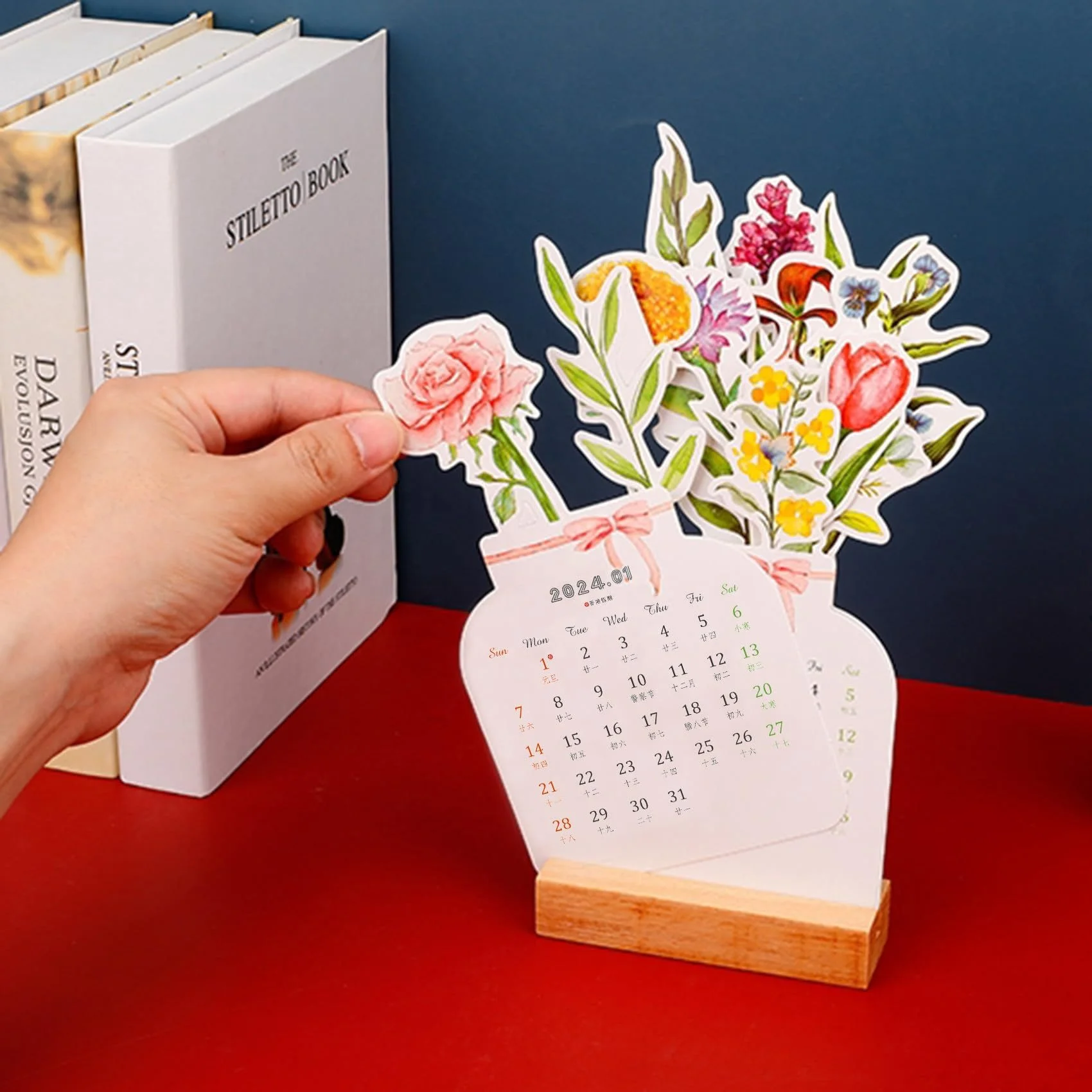 Copllent 2024 Wooden Desk Calendar Cute Creative Making Decorative Desk Calendar