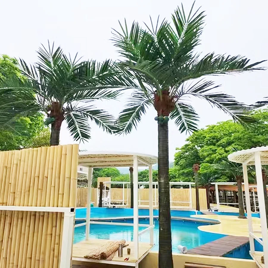 customized good price 5m large indoor outdoor palm plants decorative tall and big tropics artificial fake king coconut palm tree