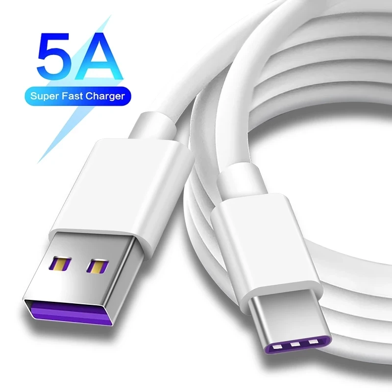 1m 2M Кабель с разъемом USB Type-C 5A Quick Charge 3 0 Для Huawei Samsung Galaxy Note 9 USB-C провод шнур для быстрой зарядки и передачи Зарядное устройство Usb c