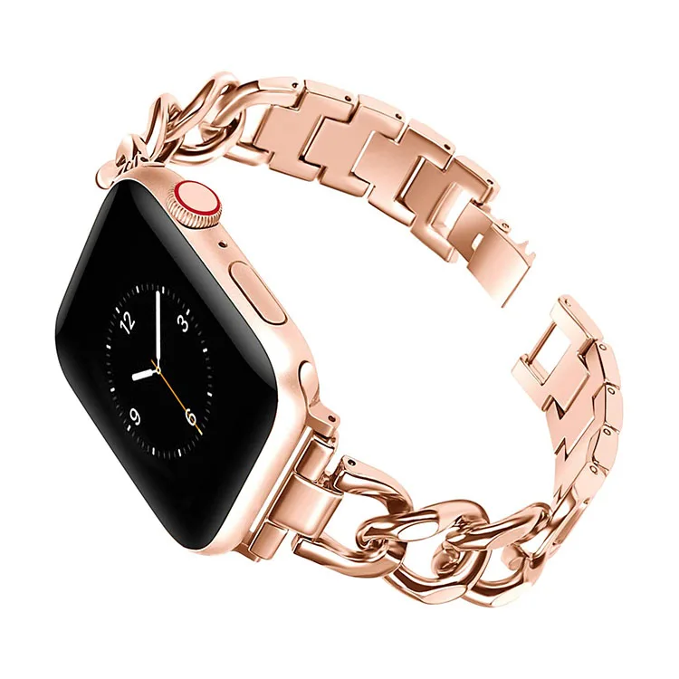 Luxury Metal Cowboy Chain Watch Bands for Apple Watch Series 7 6 SE 5 4 3 Bracelet Wrist Straps for iWatch 38/40/41mm 42/44/45mm