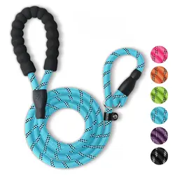 Wholesale customized adjustable choke training P dog running rope polyester nylon leash with collar