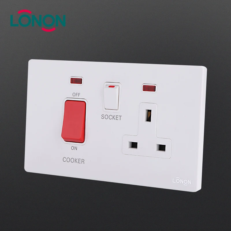 Green Initiative Kitchen Stove Control with Indicators PC White 45mp Wall Switch Socket