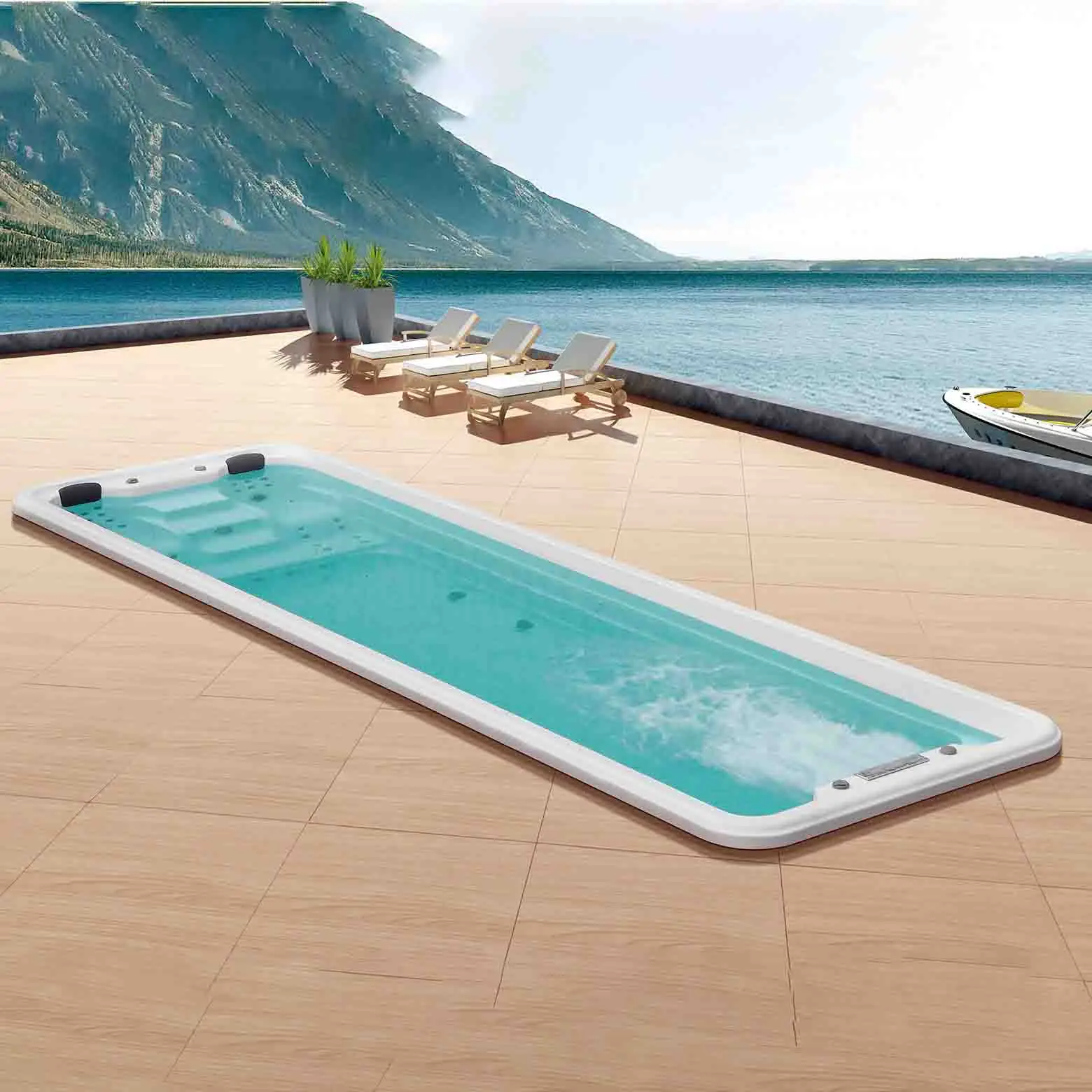 Endless Swim Spa Pool outdoor swimming bathtub 7m with yacuzzi whirlpool hot tubs