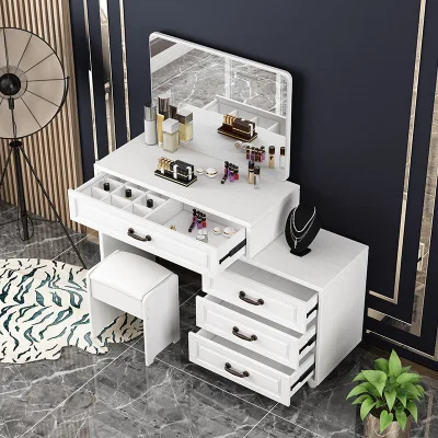 New design French style Dressing Table Makeup Vanity Dressers wooden dressing table with led mirror and drawers in bedroom
