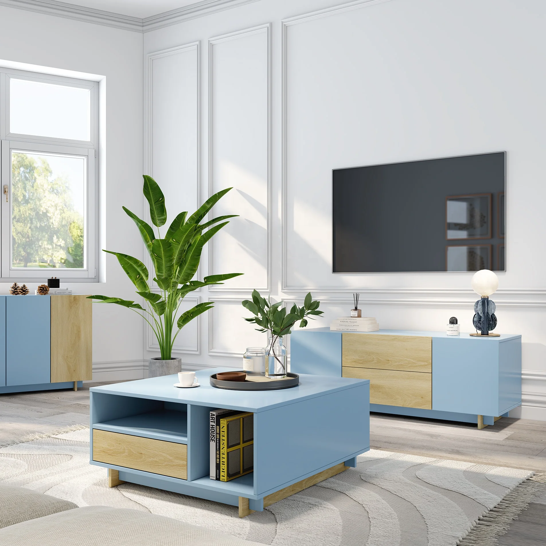 Better Home Easy to assemble unique coffee table wooden furniture leisure coffee table furniture