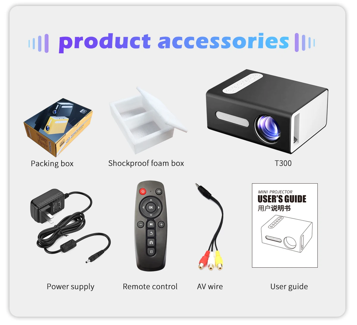 Mini Lcd Home Theater Smart Video Digital Portable T300 Projector