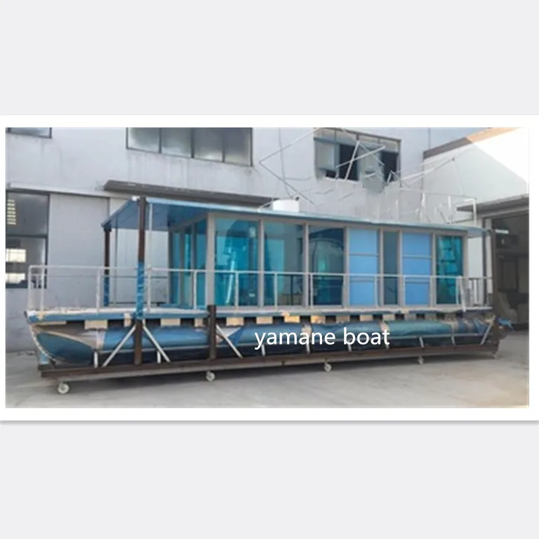 34ft Aluminum Glass House Pontoon Boat Water  Floating Party House Boat Water Building Floating Passenger  Boat