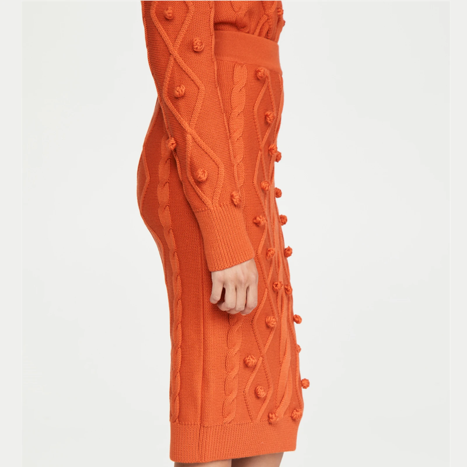 China Factory Private Label New Stylish Manufacture Wholesale Custom High Quality Midi Knit Skirt