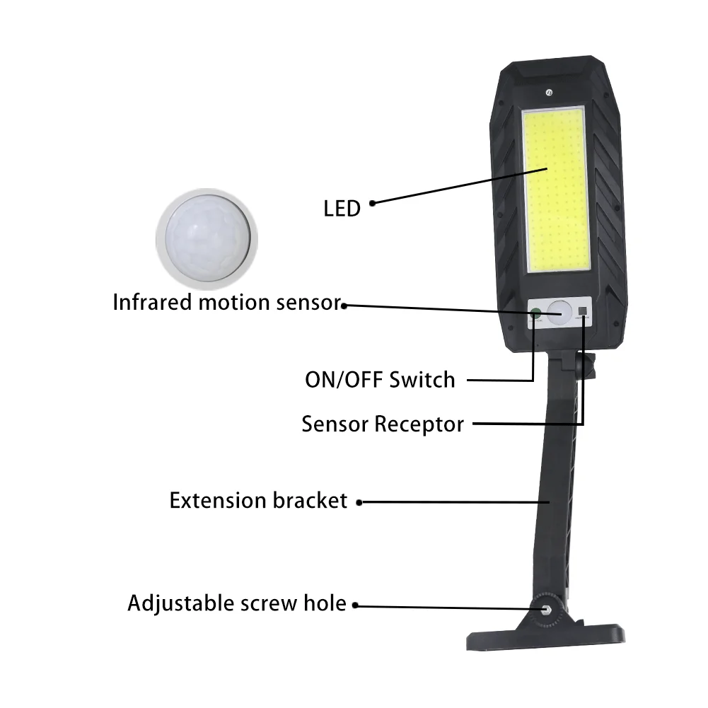 IP65 Waterproof PIR Motion Sensor Wall Light 180 LEDS Solar Street Lamp With Remote Control for Outdoor Garden Yard Lighting