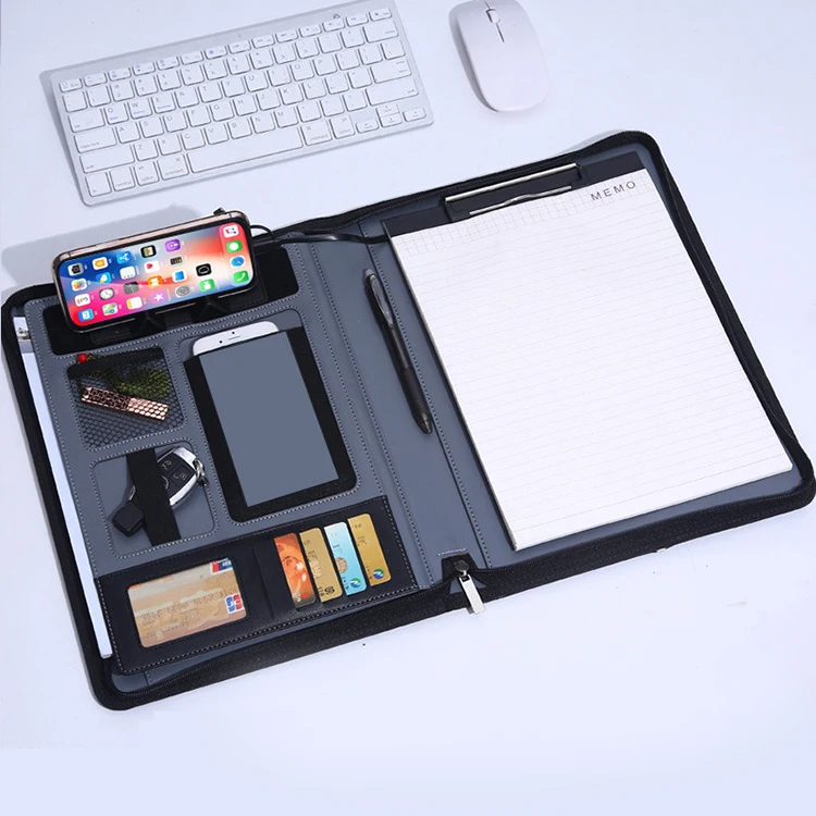 Widely Used Superior Quality A4 Multi-Function Portable Leather File Folder With Notebook
