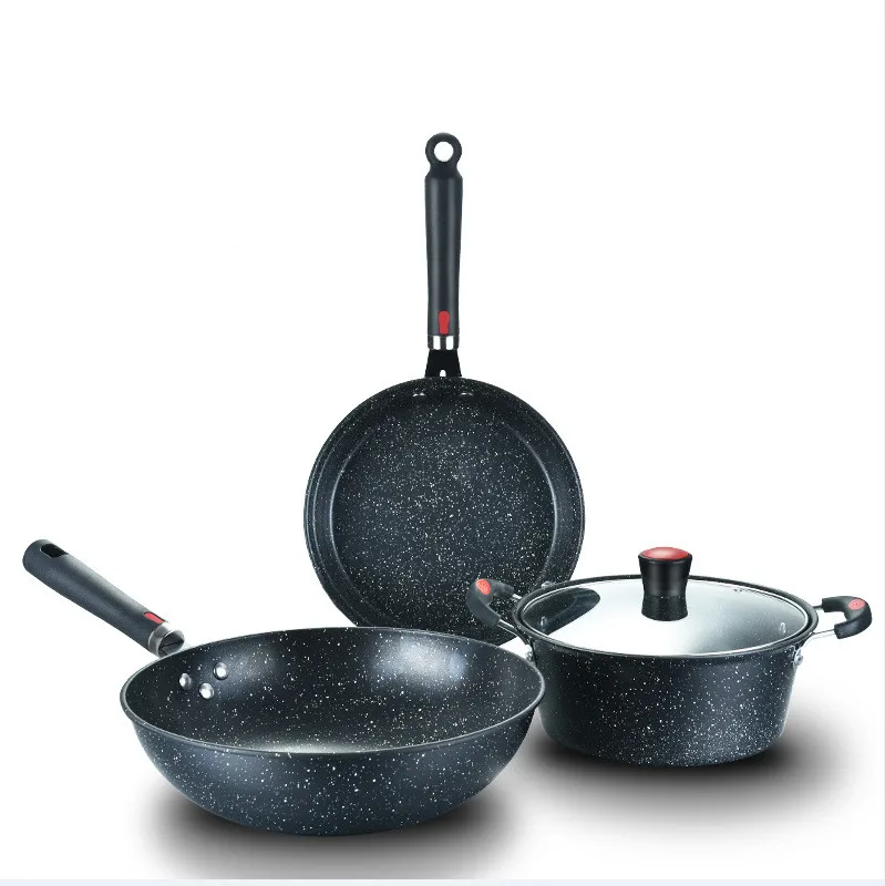 3 Pieces Cookware Pans and Pot, Nonstick Pots and Pans Set, Non Stick Stone Cookware Kitchen Cooking Set