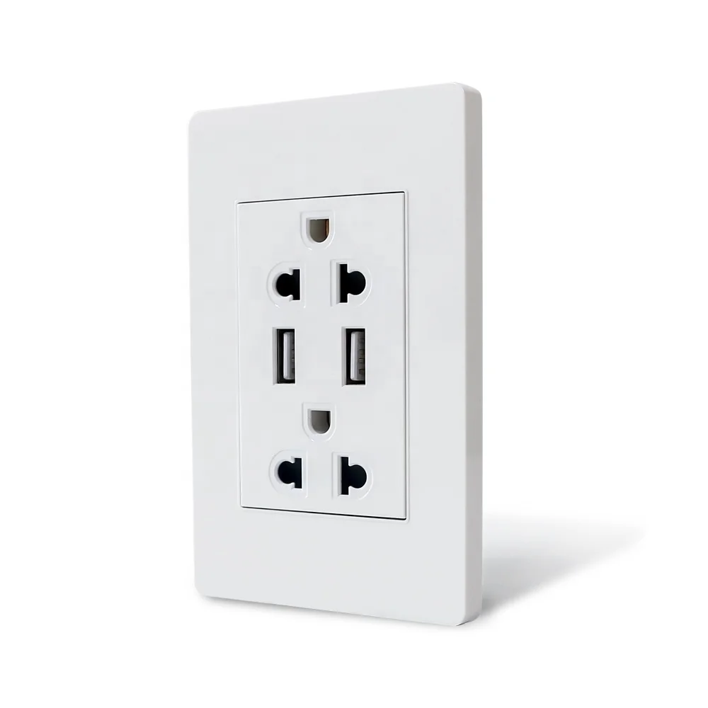 W Type A 2.1A  Charger USB Port US Standard Multi 6 Pins Wall Socket Dual USB charger Socket Power Outlet